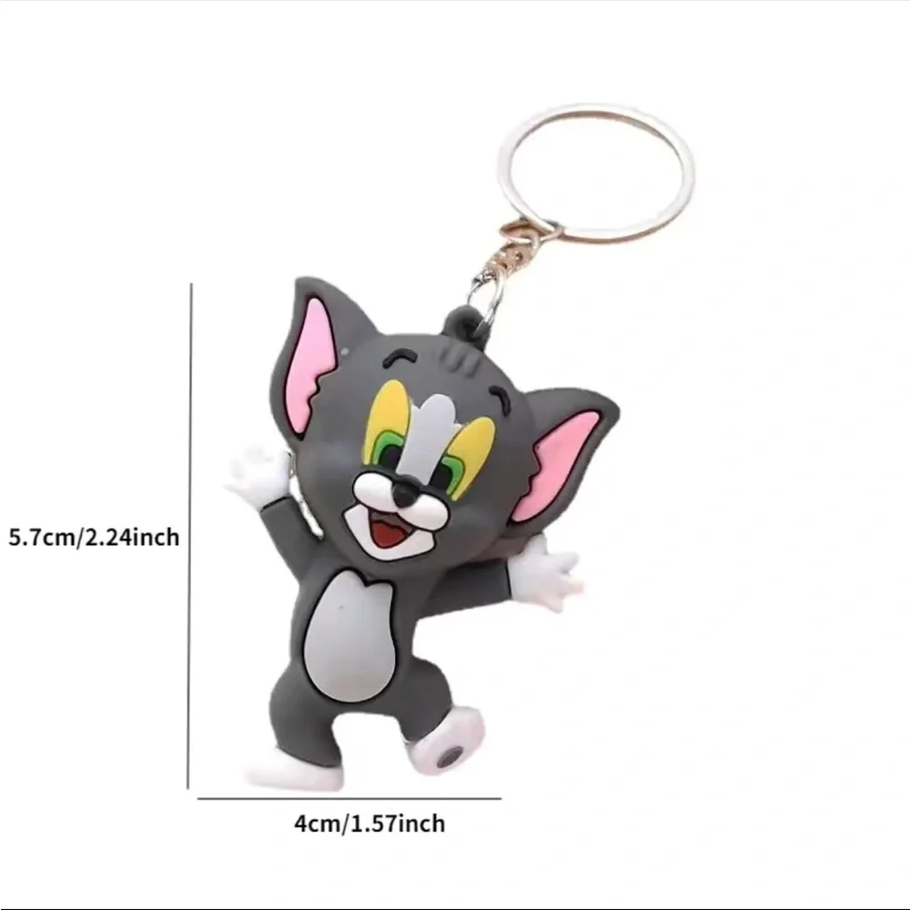 2pcs Cartoon Cat/Mouse Keychain Cute Animal‎ Key Chain Purse Bag Backpack Car